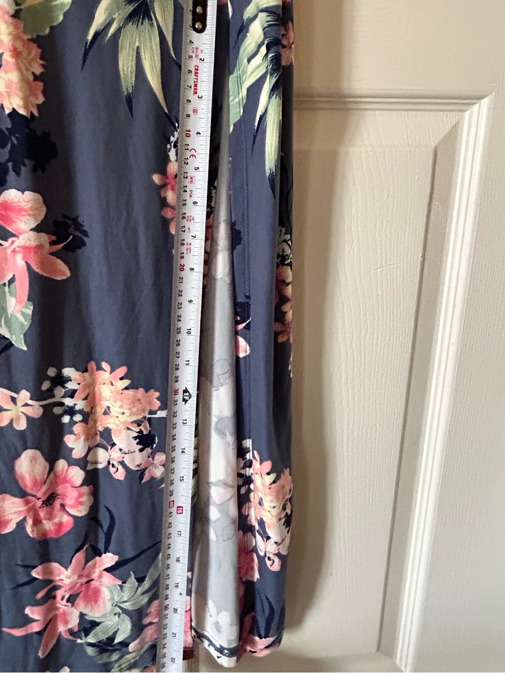 Derek Heart Navy Floral Maxi Dress Spaghetti Strap Elastic Waist - Size Small - Picture 15 of 15